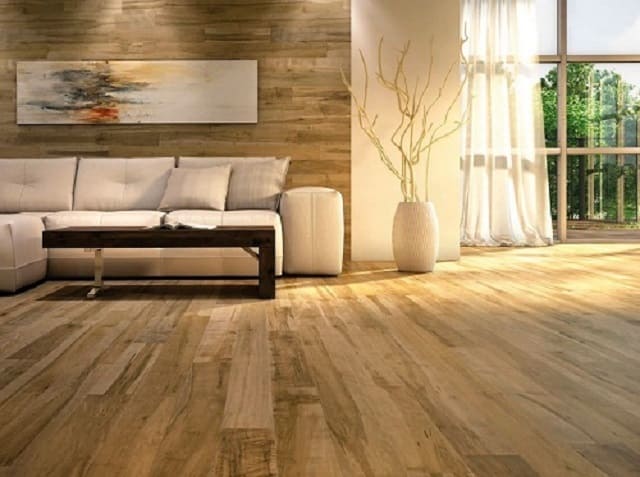 gạch ốp tường phòng khách giả gỗ